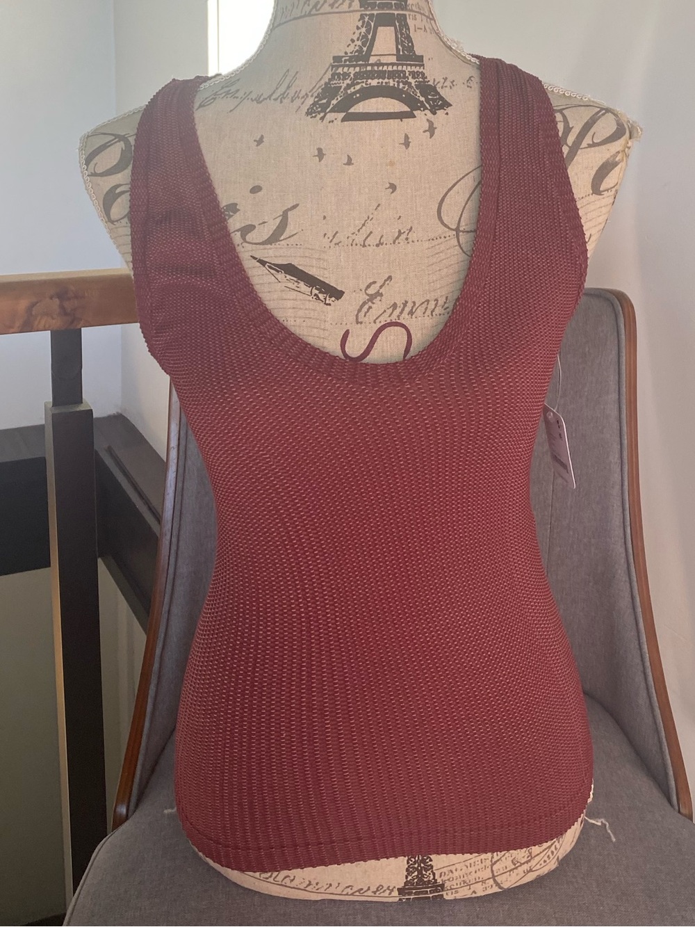 Free People Ribbed Scoop Tank - Burgundy